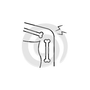 Bone leg broken pain icon. Simple line, outline  of human skeleton icons for ui and ux, website or mobile application on