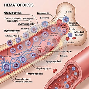 Within the bone marrow and transitioning to circulation in blood