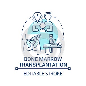 Bone marrow transplantation blue concept icon