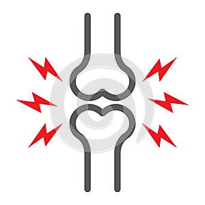 Bone pain line icon, body and painful, joint ache sign, vector graphics, a linear pattern on a white background.
