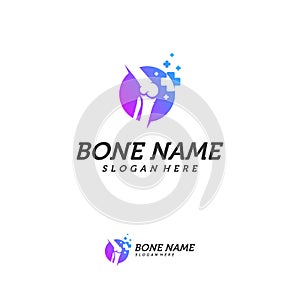 Bone Plus logo. Healthy bone Icon. Knee bones and joints care protection logo template. Medical flat logo design. Vector of human