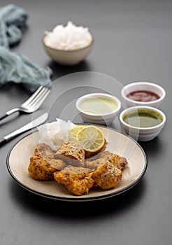 fish fry snack with sauce and snack