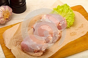 Boneless raw chicken thighs