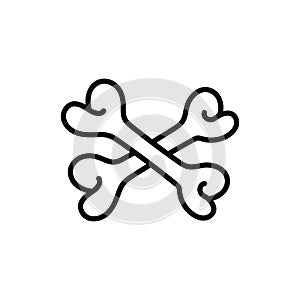 Bones cross doddle icon, Crossed Bones. Cartoon human bones forming a cross. Linear icon on isolated white background