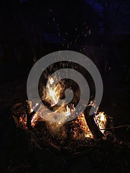 Bonfire and balefire. Village life. Abandoned places. Forgotten people. natural living.