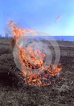 A bonfire on the ground
