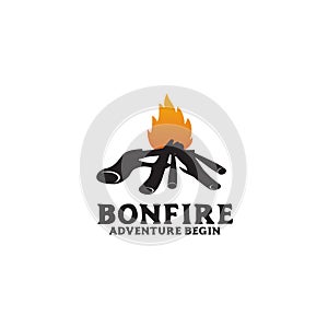 Bonfire camp icon logo design vector template