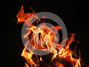 Bonfire fire heat hot flame burn incandescent wood fireplace ash photo