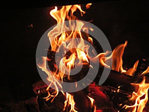 bonfire fire heat hot flame burn incandescent wood fireplace ash photo