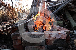 bonfire and firewood, fire, coal