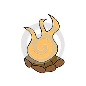 Bonfire - hand drawn vector doodle illustration. Camping element.