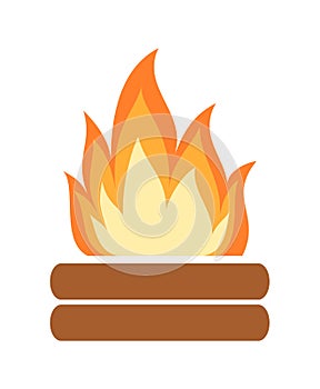 Bonfire icon. Camp fire clipart. Vector illustration isolated on white