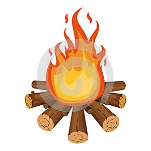 Bonfire icon, cartoon style