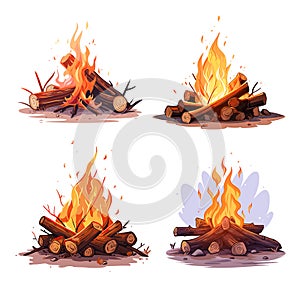 Bonfire Illustration Collection Set