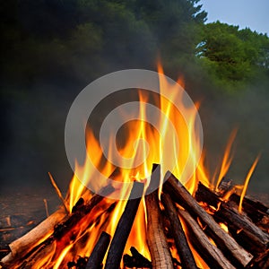 bonfire , isolated on transparent background cutout , generative ai