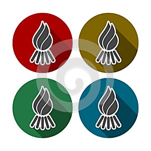 Bonfire. Single flat icon on the circle. Vector illustration