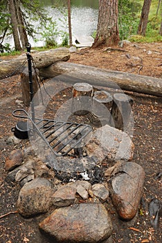 Bonfire site of camp.