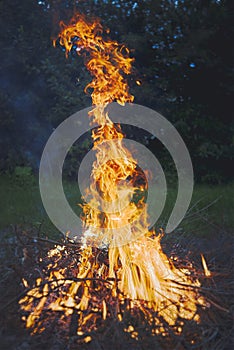 Bonfire and smoke outdoor night bushcraft activity