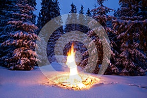 Bonfire on snow