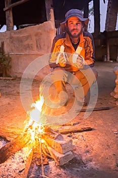 Bonfire in a white summer night