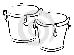 Bongo drums sketch, illustration, vector