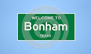Bonham, Texas city limit sign. Town sign from the USA. photo