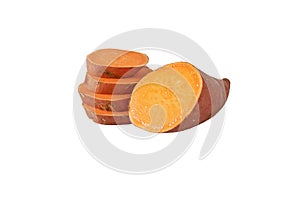 Boniato or sweet potato sliced tube isolated on white. Transparent png additional format photo