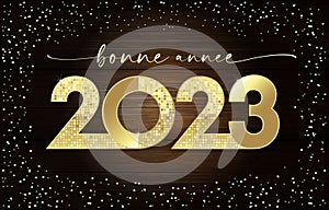 Bonne Annee 2023 New Year golden luxury card