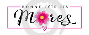 Bonne fete des Meres French Mothers Day, flower and calligraphy photo