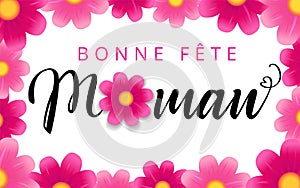 Bonne fete Maman flower calligraphy background