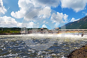 Bonneville Dam along Columbia River Gorge