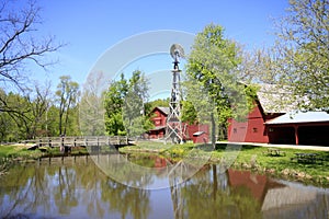 Bonneyville Mills, Windmill, and Barn photo