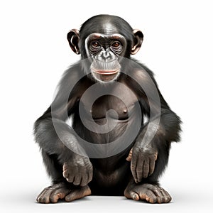 Bonobo Photo Isolated On White Background - High Resolution And Photorealistic