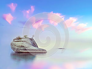 Bonsai Rock in Lake Tahoe is a popular tourist destination.