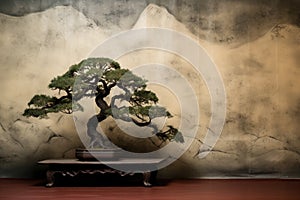 bonsai tree, backdrop for tai chi practice