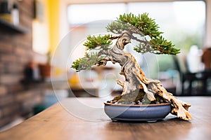 bonsai tree with exposed roots during repotting