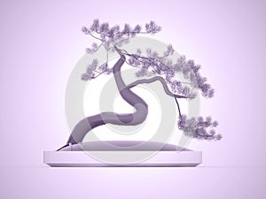 Bonsai tree rendered on purple
