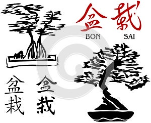 Bonsai Trees & Kanji Characters 2 [Vector]