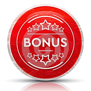 Bonus badge icon metallic grunge abstract red round button illustration