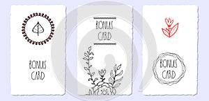 Bonus card template in sketch style, hand drawn design.