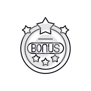 Bonus chip line icon concept. Bonus chip vector linear illustration, symbol, sign