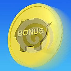 Bonus Gold Coin Means Monetary Reward Or Benefit