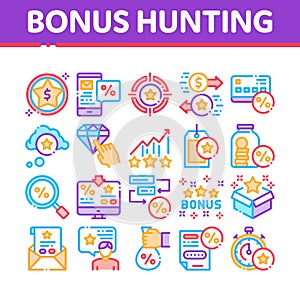 Bonus Hunting Collection Elements Icons Set Vector