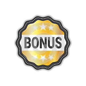 Bonus Label Sticker Golden Icon Seal Sale Sign Isolated