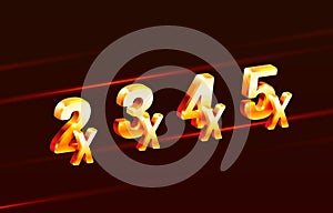 Bonus 2x, 3x, 4x, 5x prize winner, big jackpot game, casino sign set. Vector