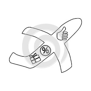 Bonuses for a flight icon, outline style