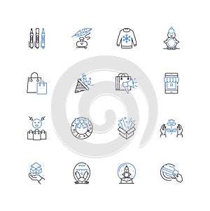 Bonuses line icons collection. Incentives, Rewards, Perks, Compensation, Benefits, Handouts, Prizes vector and linear