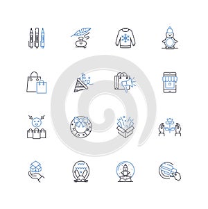 Bonuses line icons collection. Incentives, Rewards, Perks, Compensation, Benefits, Handouts, Prizes vector and linear photo