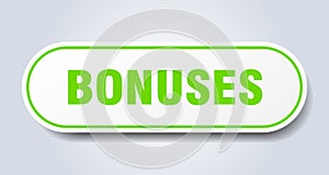 bonuses sign. rounded isolated button. white sticker