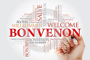 Bonvenon Welcome in Esperanto word cloud